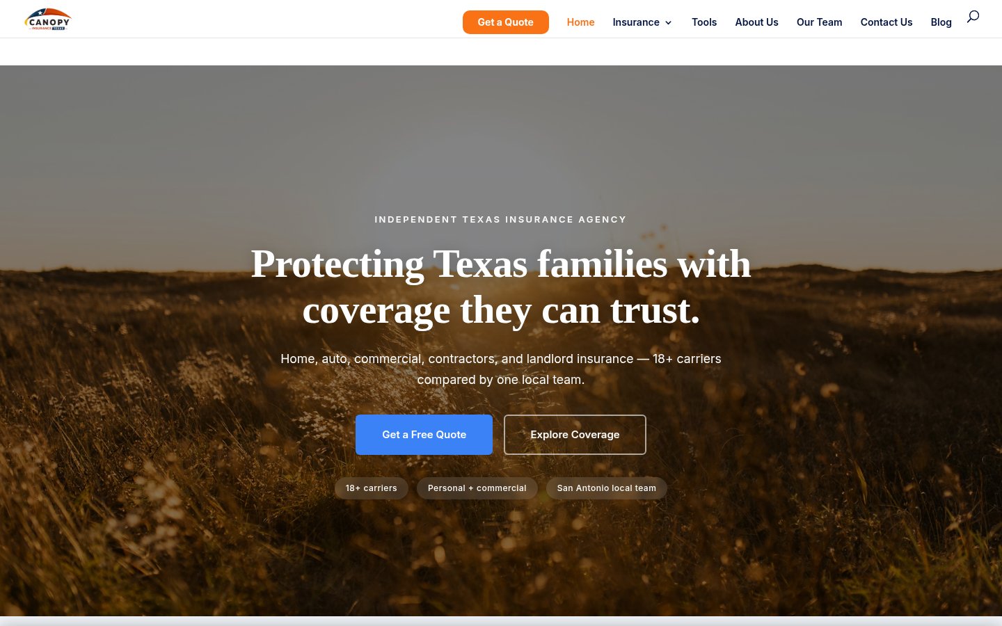 Canopy Texas LLC website homepage